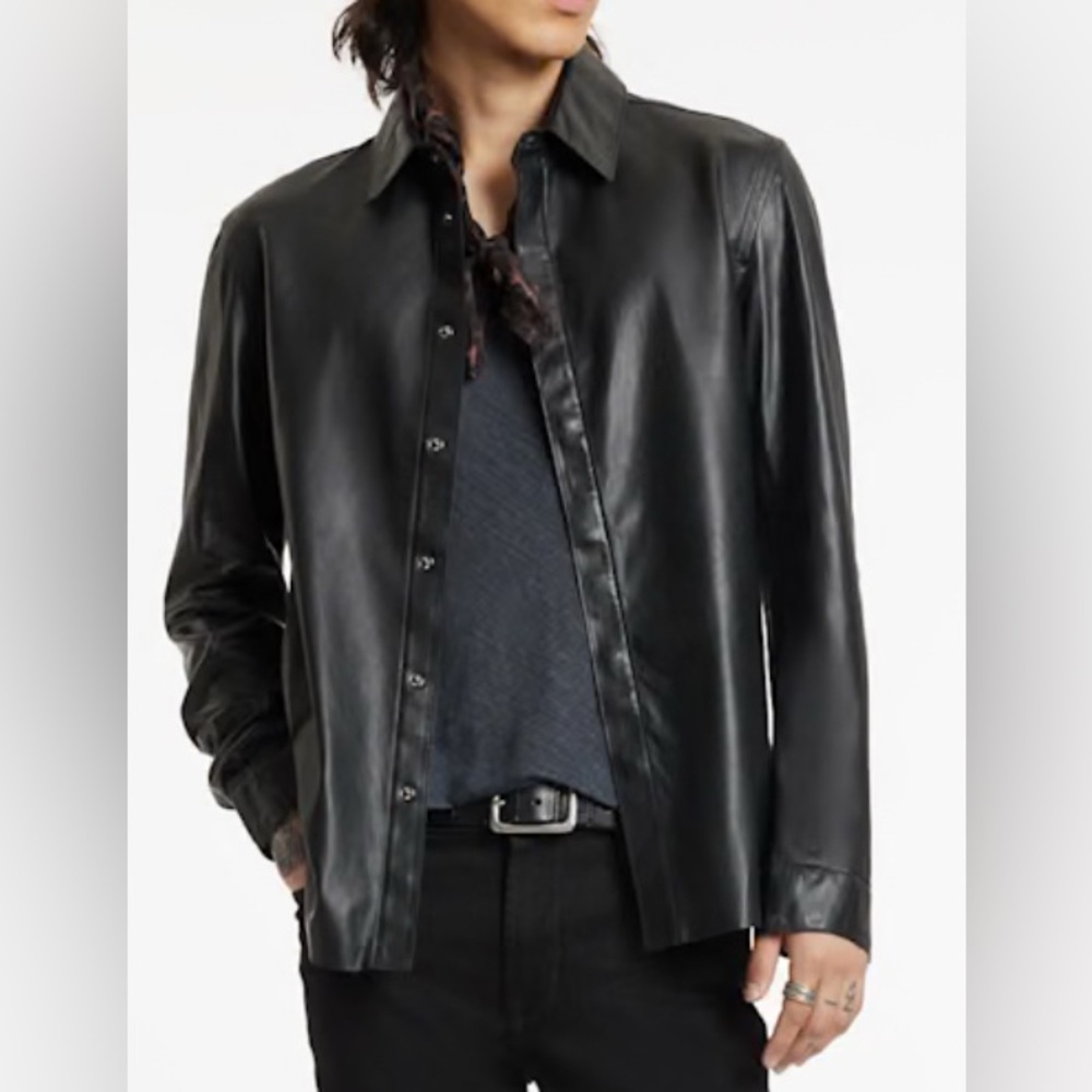 JOHN VARVATOS LEATHER SHIRT JACKET SZ 50/L - Picture 4 of 7